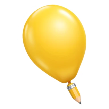 Yellow pencil, balloon style, shiny, inflated look sticker