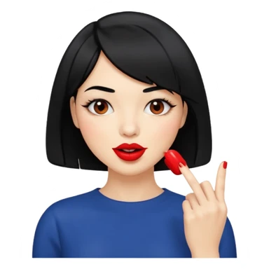 Chicas con pelo negro y corte bob haciendo que se muerde un dedo de manera picara sticker