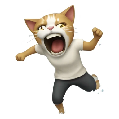 cat attacking person for water  sticker