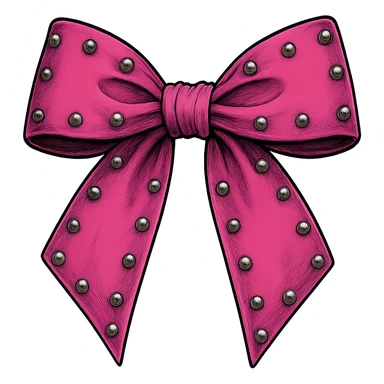 pink gothic bow oversized with silver studs sticker