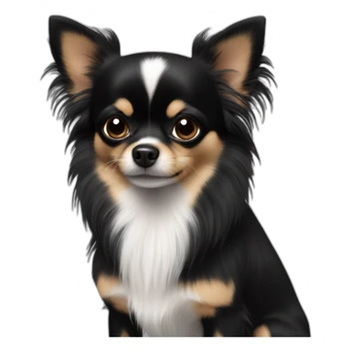 A black Chihuahua with long earhairs an a fluffy tail  sticker