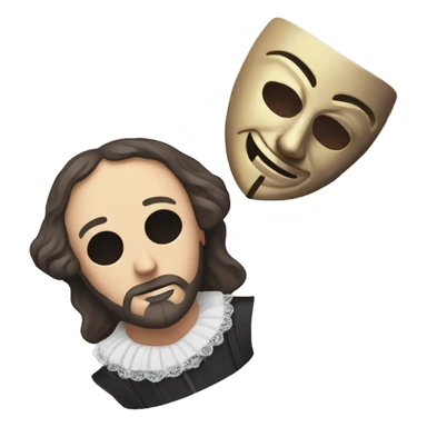 Shakespeare holds a tragic mask in his hand sticker