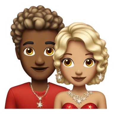 elegant couple girl with stars on hair and bling red dress sticker