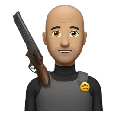 bald man shotgun sticker