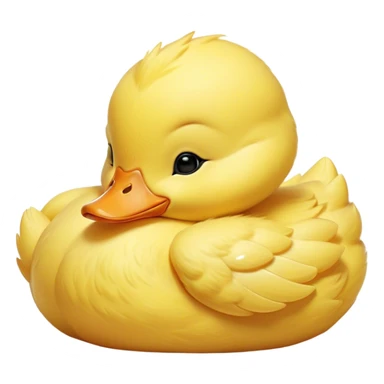 Meme-Worthy Cute Sleeping Yellow Baby Duck Portrait Emoji, Head resting peacefully with a contented smile, showcasing a delightfully tiny build and a luxuriously soft bright yellow downy coat, eyes shut in a serene, restful nap, Simplified yet hilariously adorable features, highly detailed, glowing with a soft, drowsy light, high shine, relaxed and utterly lovable, stylized with an air of playful laziness, bright and heartwarming, soft glowing outline, capturing the essence of a comically sleepy duckling, so meme-worthy it feels like it could instantly become the next viral sensation of adorable slumber! sticker