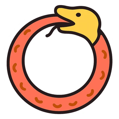ouroboros, stylized snake eating its own tail, color outline icon style sticker