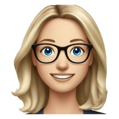 Shoulder length Balayage pale beautiful corporate woman with glasses and blue eyes happy  sticker