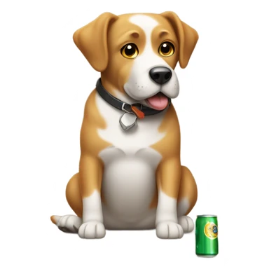 Dog with beer sticker
