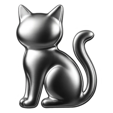 icon of a cat with shiny metallic chrome finish sticker