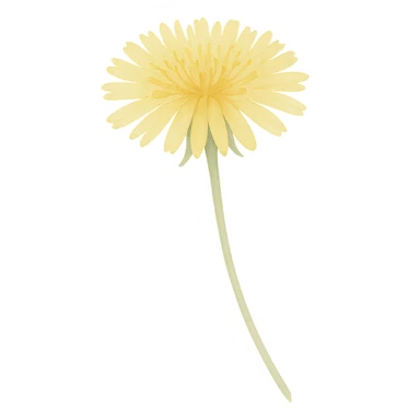 very detailed dandelion, delicate yellow petals, fine green stem sticker