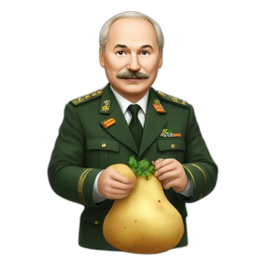 Lukashenka holds a potato in his hand sticker