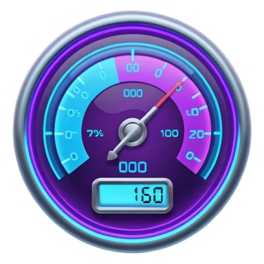 a futuristic percentage meter measuring capacity, neon colors sticker