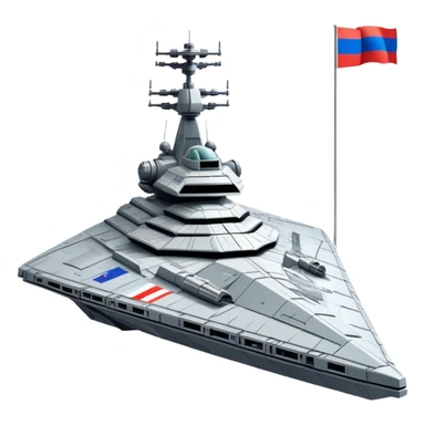 Giant star destroyer style Russian spacecraft with flag pattern on hull sticker