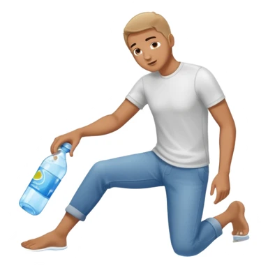 man full body emptying in the floor a bottle of water sticker
