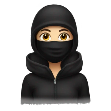 Brunette girl wearing black ski mask sticker