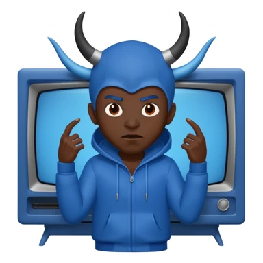 Vox the demon with a TV as his head wearing all blue sticker