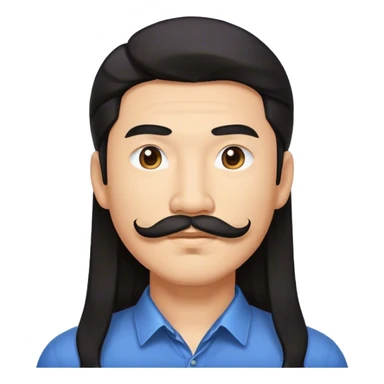 long hair mustash asian man sticker