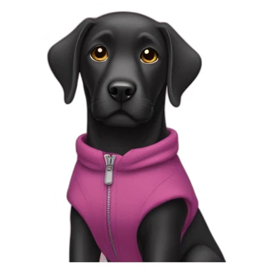Black labrador with clothes sticker