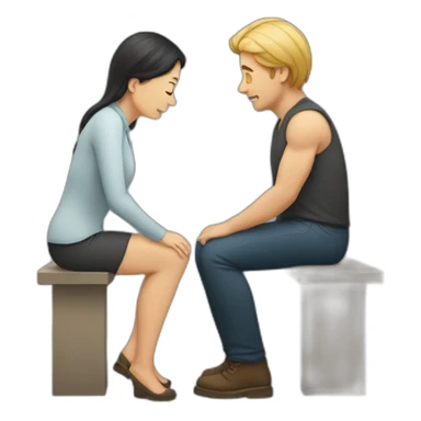 Man on knee facing  woman sticker
