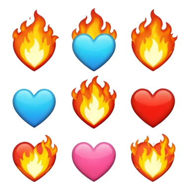 Make flaming hearts in all colours but heart would be separate nature sticker