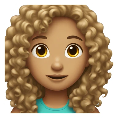 tan curly haired girl with long hair sticker