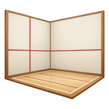 2d squash court with white wall and wood floor, slightly angled view sticker