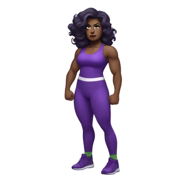 Curvy She Hulk wearing purple gym outfit sticker