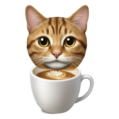 realistic tabby cat by a latte cup sticker