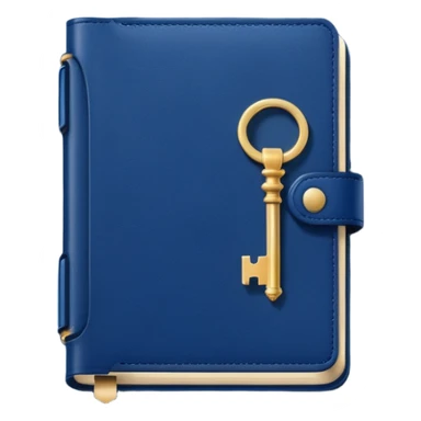 Navy blue diary with a key sticker