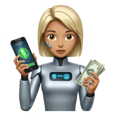 cyber punk holding money and phone sticker
