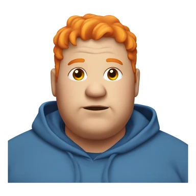 Fat guy with orange hair wearing a blue hoodie sticker