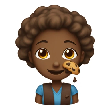 Black girl eating chocolate chip cookie sticker