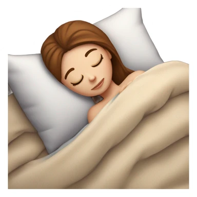White girl with frekles Brown hair sleeping peacfully on a pillow with blankets  sticker