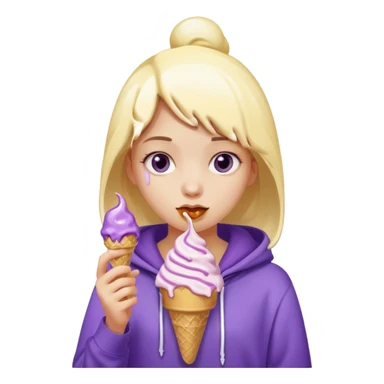 girl in purple hoodie holding ice cream sticker