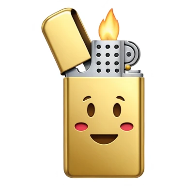 emoji icon of a golden metallic lighter minimalist white background sticker