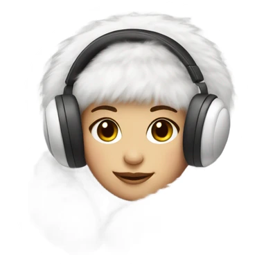 Girl in real white big fluffy fur ear muffs sticker