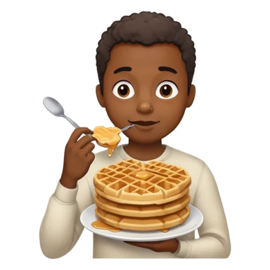 Back guy with a little hair eating waffels sticker