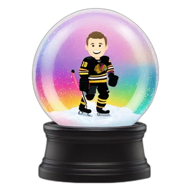 Jonathan Toews inside a rainbow sequin neon disco snow globe with pastel roses sticker