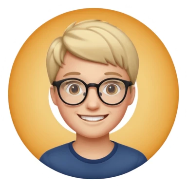 une personne plutot jeune de face avec des detail et des accessoires /lunettes dans un rond  sticker