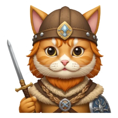 Viking Cat in viking hat holding tiny sword sticker