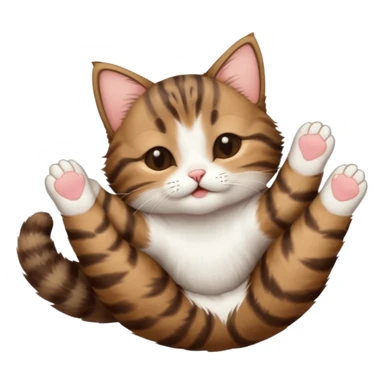 dark brown tabby and white small cat in funny positions upside down with eyes closed sticker