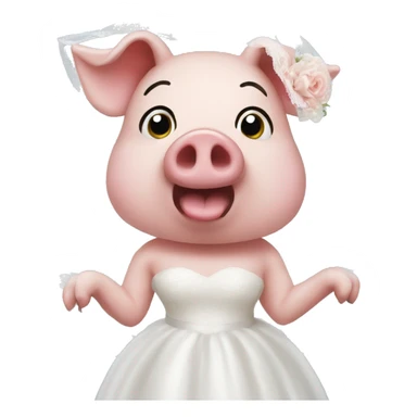 Pig in wedding veil sticker