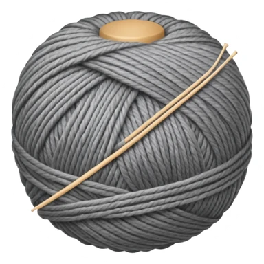 ball of knitting thread grey material sticker