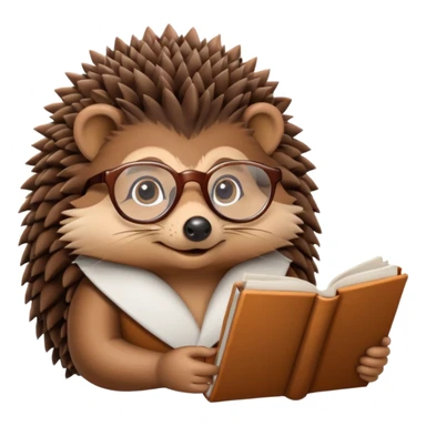 hedgehog with reading glass sticker