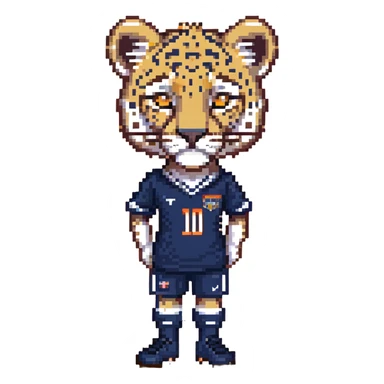 leopard wearing a navy soccer uniform sticker