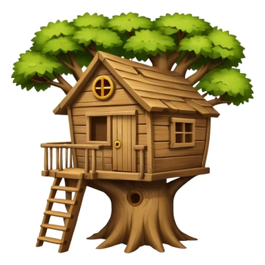 letter W on the side wall of a treehouse in a tree sticker