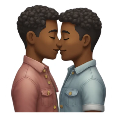 gay grown couple kissing sticker