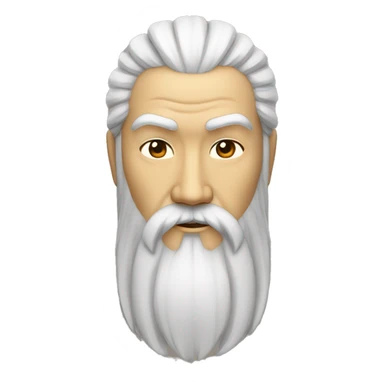 、"Laozi: Ancient Chinese philosopher, Hanfu, topknot, beard, black beard, willow-leaf eyebrows, phoenix eyes, long face, wide face." sticker