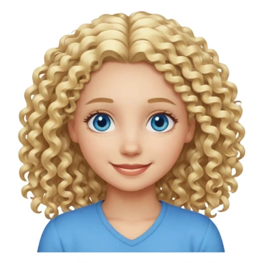 Cool blond curly girl blue eyes. Cooler color blond hair. Longer hair sticker