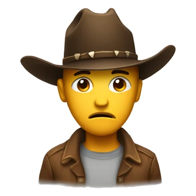 Sad face with cowboy hat sticker